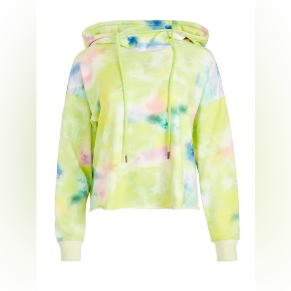 Alice + Olivia Tops - Alice + Olivia Nikki Tie-Dyed Cotton-Blend Fleece Cropped Hoodie